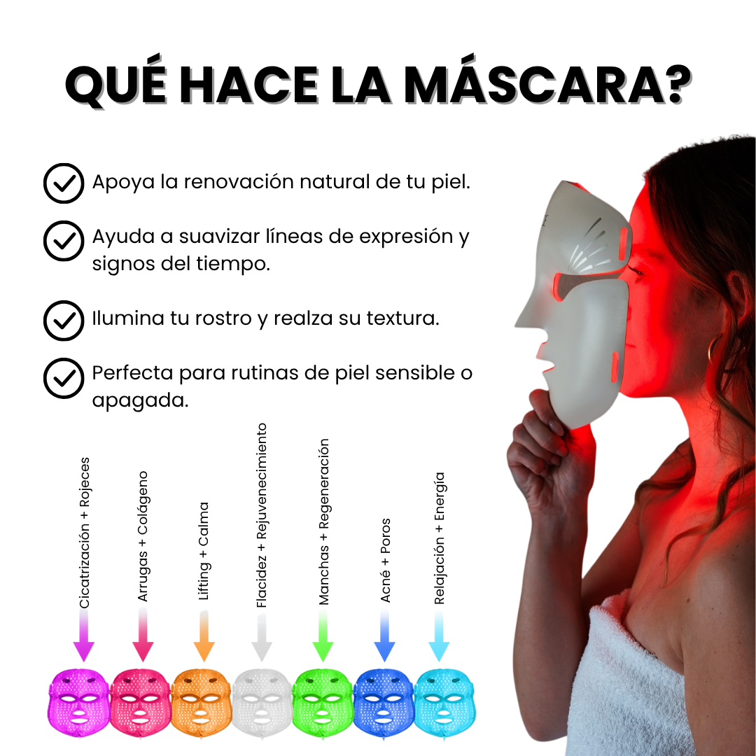 Dale la bienvenida al spa en casa - Máscara Facial LED 7 Colores