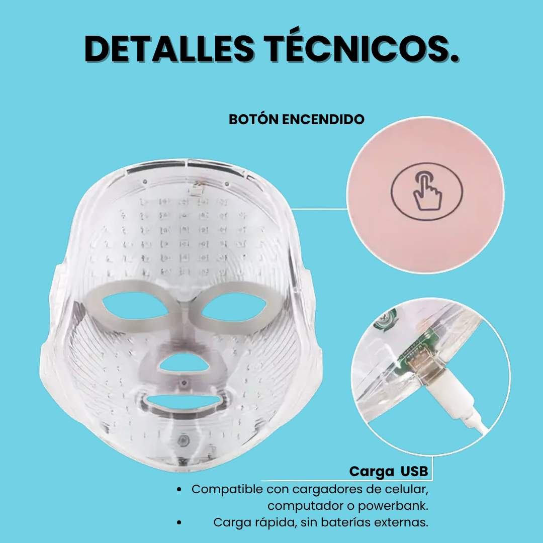 Dale la bienvenida al spa en casa - Máscara Facial LED 7 Colores