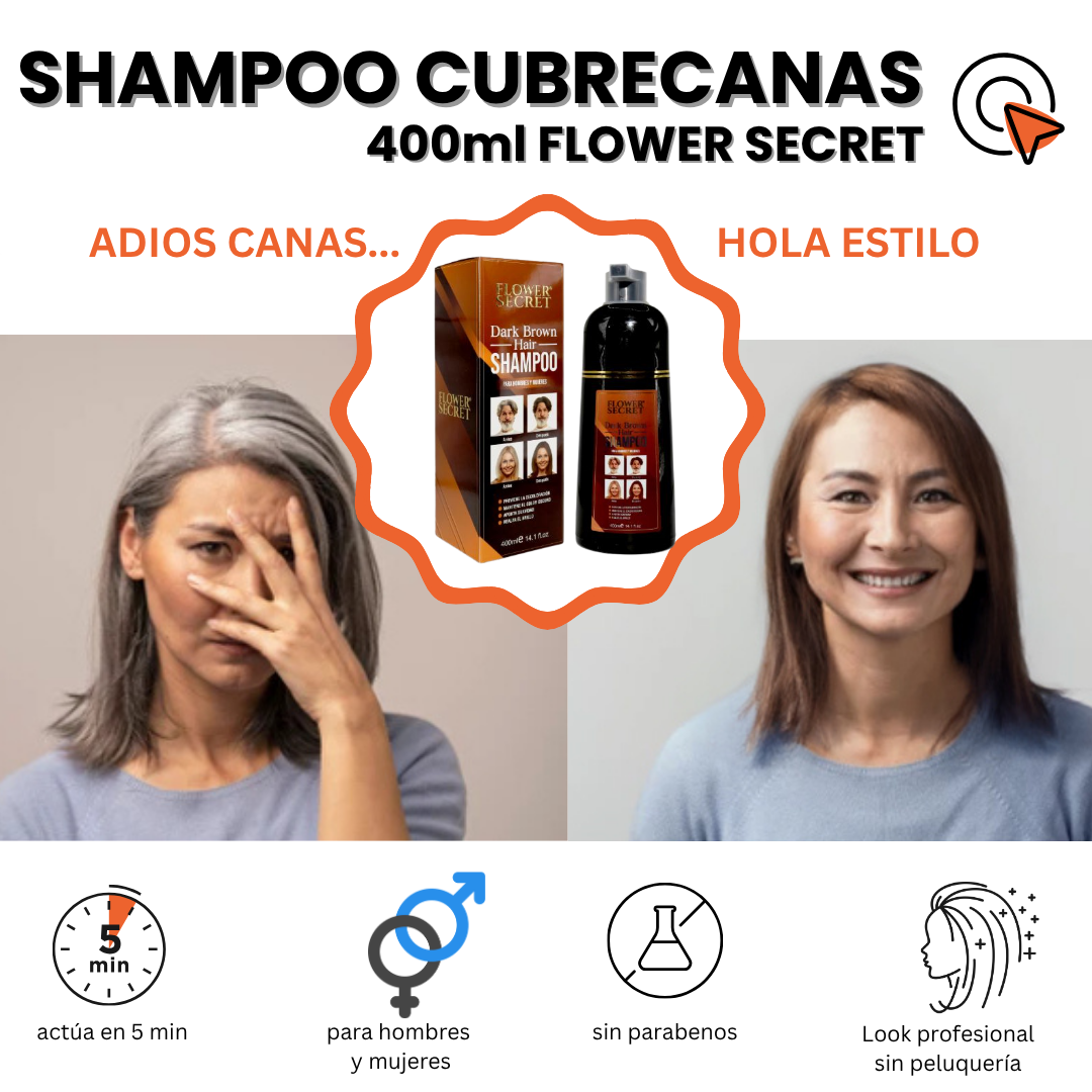 SHAMPOO CUBRECANAS Flower Secret 400ml                                                                                                  ¡¡Adiós canas, Hola Estilo!!